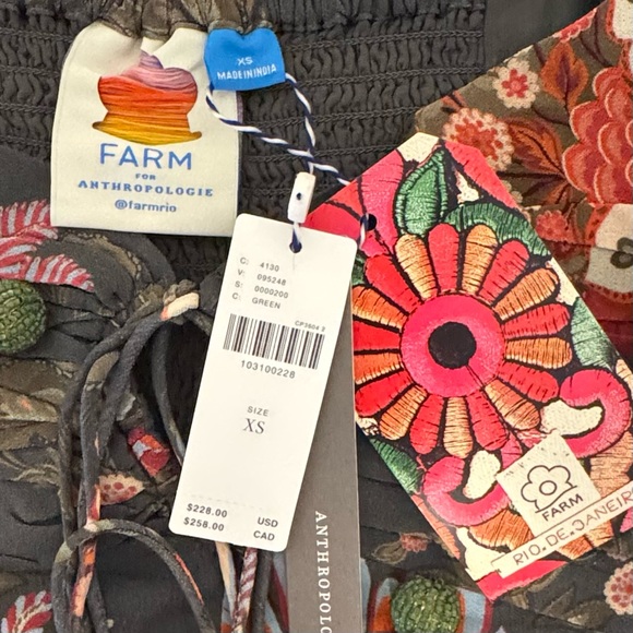 FARM Rio x Anthropologie Floral Midi Dress XS NWT Puff Sleeve Boho - Picture 10 of 12